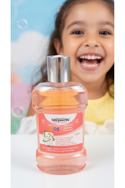 STREPWELLS غسول فم للأطفال من ستريبيويلز خالٍ من الكحول بنكهة الكرز (+6 سنوات...