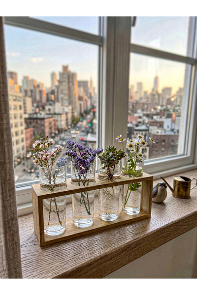 Fhilli Felicia - Σετ 4 τεμαχίων διακοσμητικών γυάλινων βάζων με βάσεις από μπ...