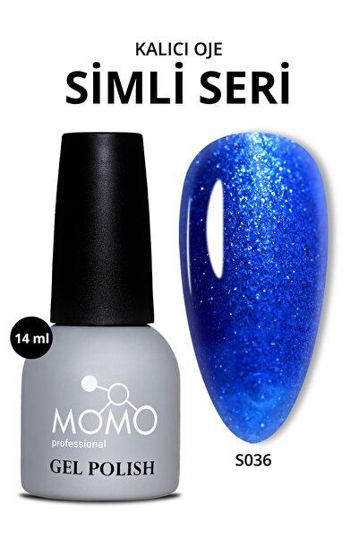 MOMO professional Kalıcı Oje S036, Simli Saks Mavi, 14 ml