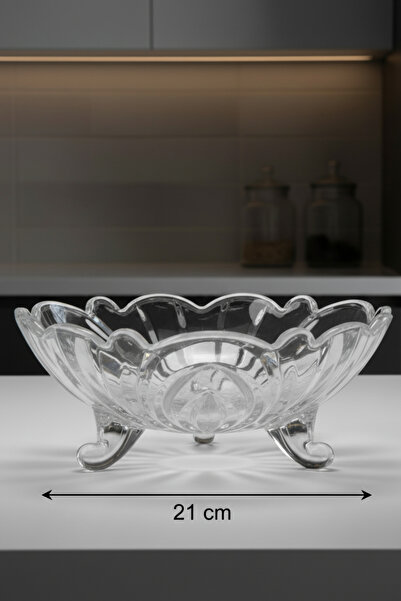 İpek Porselen Γυάλινη Φρουτιέρα με 3 πόδια 21 εκ.