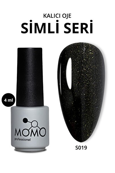 MOMO professional Kalıcı Oje S019, Altın Işıltılı Siyah, 4 ml