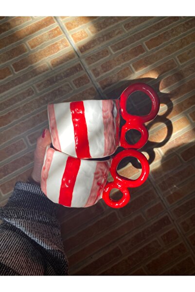 Lily & Loly Ceramics كوب سيراميك مصنوع يدويًا بمقبض كبير وملون سعة 200 مل - ت...