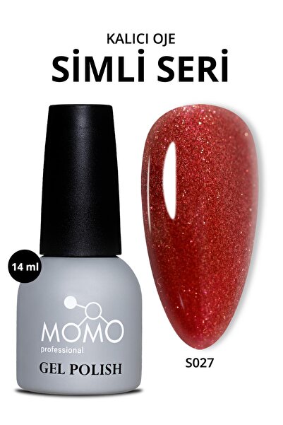 MOMO professional Kalıcı Oje S027, Yoğun Işıltılı Bordo Kırmızı, 14 ml, TPO- ...