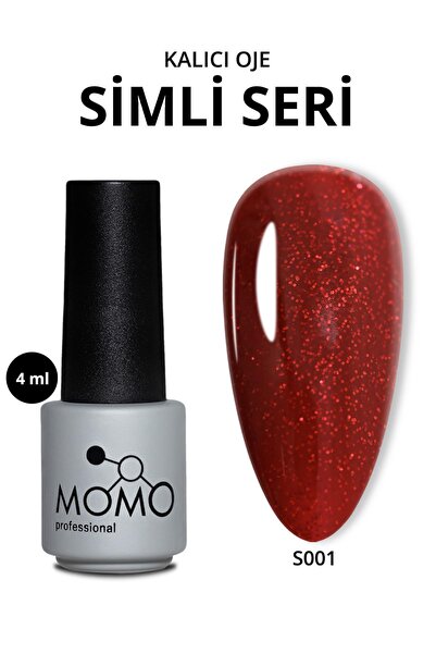 MOMO professional Kalıcı Oje S001, Simli Koyu Kırmızı, 4 ml