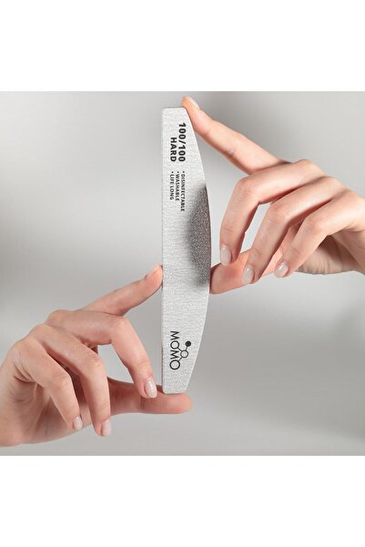 MOMO professional Prosthetic Nail Paper File, 100/100 Half Moon Gray Nail File
