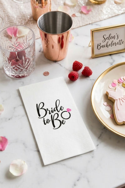 SUFFRA Bride To Be Desenli 16'lı Çift Katlı Lüks Kağıt Peçete | Bekarlığa Ved...