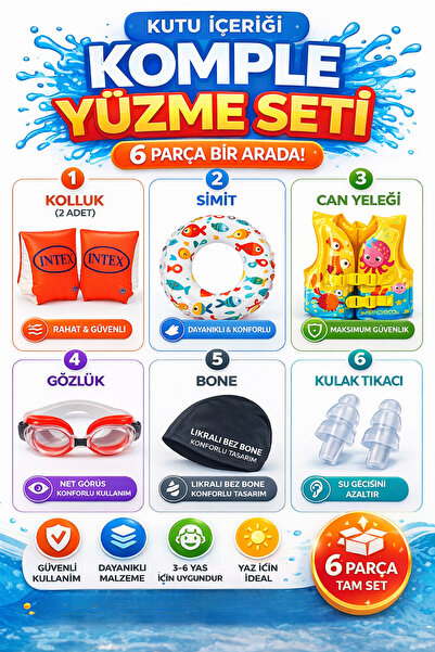 viyol marketim Çocuk Komple Yüzme Öğrenme Seti 6’lı – Kolluk, Simit, Can Yele...