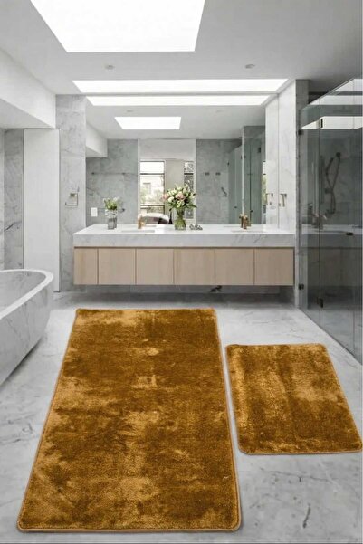 Teksev Relax Gold Büyük Boy 80x150 + 50x80 cm 2'li Banyo Halısı Paspası Seti ...