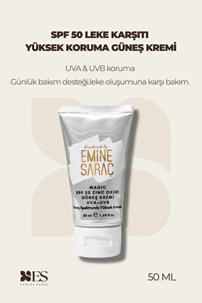 HANDMADE BY EMİNE SARAÇ SPF 50 Güneş Kremi | Leke Karşıtı ve Nemlendirici | G...