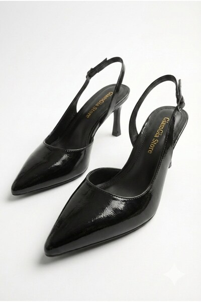 JOİN POLO Kadın Siyah Sivri Burun Bant Detaylı Stiletto Abiye Ofis Topuklu Ay...