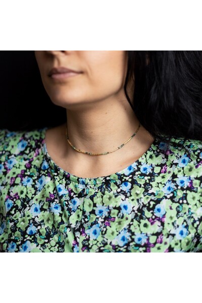 Ezera ΚΑΥΤΟ! Κολιέ με ημιπολύτιμες πέτρες από αφρικανικό τιρκουάζ, επιχρυσωμέ...