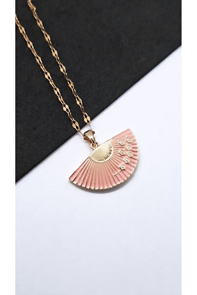 Serenity Fan Steel Necklace with Flower Figure