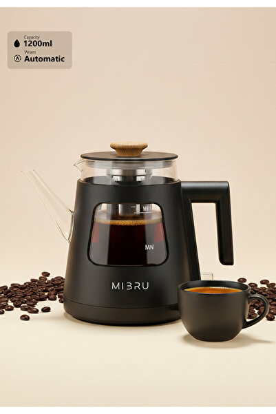 MIBRU غلاية كهربائية ذكية زجاجية لصنع الشاي والقهوة، سعة 1.2 لتر، مصنوعة من ز...
