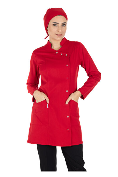 Alsancak Üniforma Luxe Hijab Κόκκινο/μαύρο χοντρό ύφασμα Lycra Hijab Nurse Je...