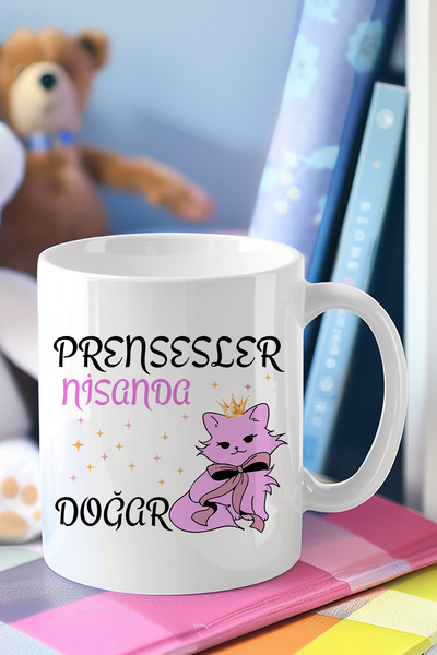 qoeuyl boutique Prensesler Nisanda Doğar Taçlı Kedi Baskılı Doğum Günü Arkada...