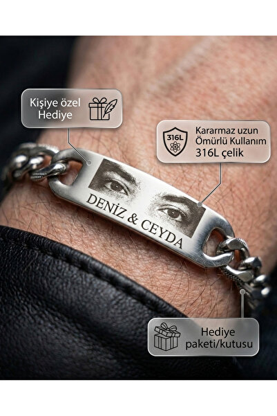 Personalized Photo Steel Bracelet Name Printed Picture Bracelet Valentine Gift