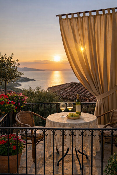 perde plus Κουρτίνα Μπαλκονιού Birit Λεπτομερής Σχεδιασμός Λινό Ύφασμα Buldan...