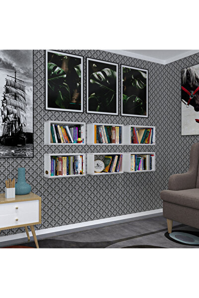 Kenzlife duvar rafı kitaplık hülas byz 022*039*13 altılı duvara asma aparatlı...