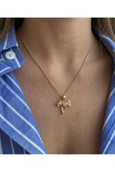 316L Steel Unshaded Women's Necklace | Gold Color Bowknot Gold Women's Necklace