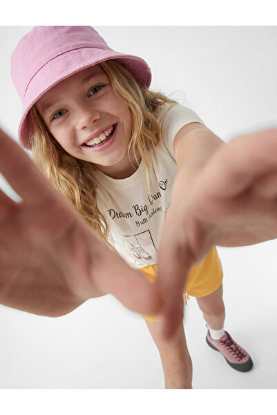 Koton Βαμβάκι τεμάχια κοντομάνικο μπλουζάκι Ballerina με τύπωμα με λαιμόκοψη ...