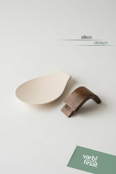 Varbifırsat Acacia Handle Silicone Dirty Spoon Rest