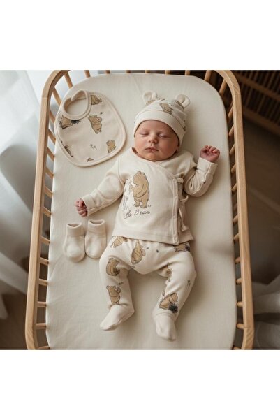 minicayzen Little Bear Printed 5-Piece Baby Hospital Release Newborn Bodysuit...