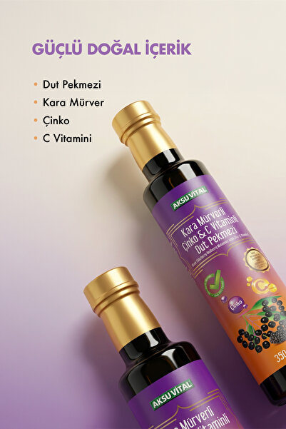 Aksu Vital Kara Mürverli Çinko ve C Vitaminli Dut Pekmezi - 350 gr.