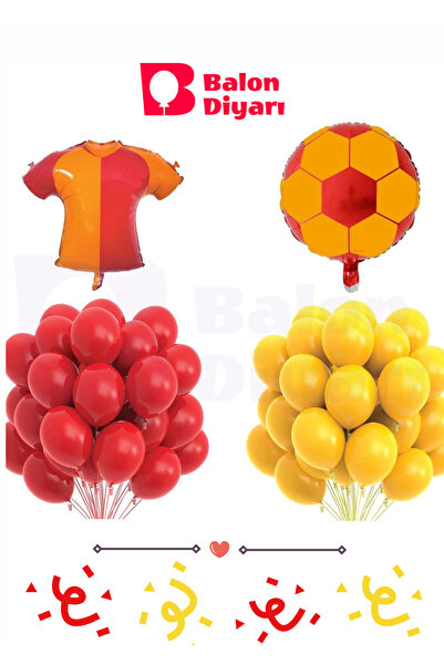 BALON DİYARI Sarı Kırmızı Taraftar Temalı Balon Seti 20 Adet Balon Forma Balo...