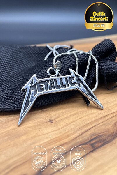 Balzamin Design Paslanmaz Çelik Madalyon Metallica Gümüş Rengi Parlak Kararma...