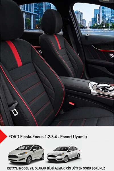 GM-DESIGN Oniks Kırmızı Tay Tüyü Oto Koltuk Kılıfı-(FORD Focus-Fiesta-Escort ...
