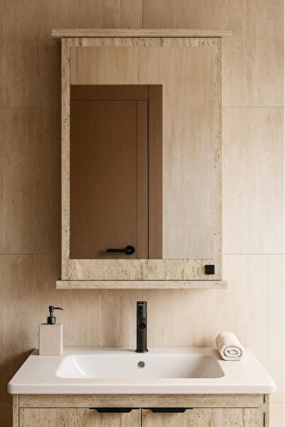 Orysa Design AD-2 Banyo Dolabı, Tek Kapaklı Lavabo Üstü Aynalı Banyo Dolabı -...