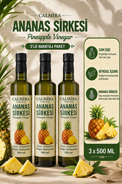 CALMİRA Ananas Sirkesi / Fermantasyon Pineapple Vinegar 500 Ml X 3 Adet