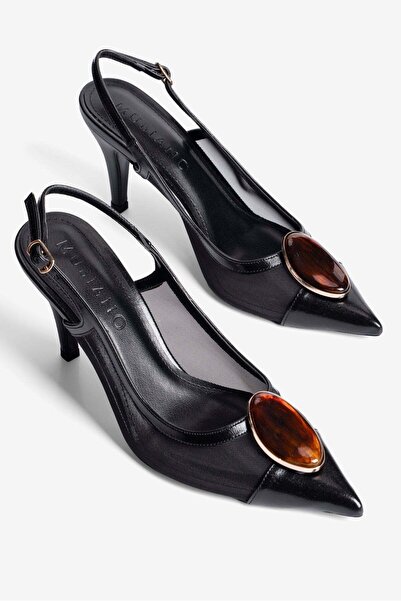 Mubiano Γυναικείο στιλέτο με μυτερή μύτη με διχτυωτό οβάλ πλέγμα Λεπτομέρεια ...