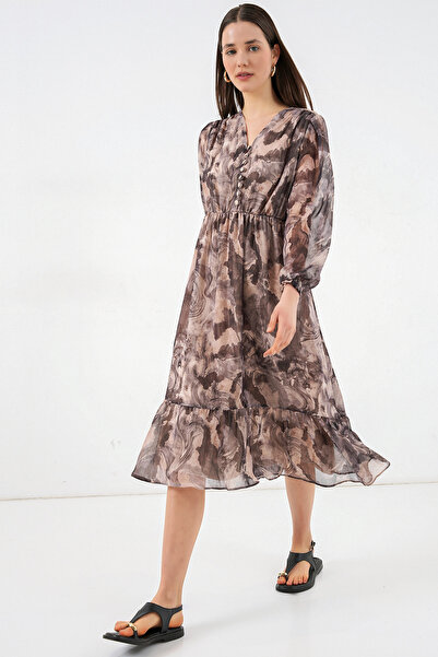 Bigdart Y.Bej 2137 Rochie din sifon cu model