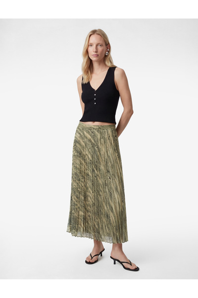 Koton Χοντρή πλισέ φούστα μίντι από σιφόν με αφηρημένο σχέδιο