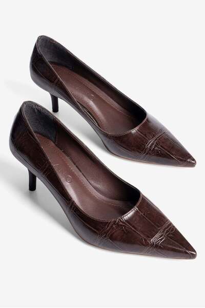 Mubiano Γυναικείο στιλέτο με μυτερή μύτη Crocodile Με σχέδιο Παπούτσι με τακο...