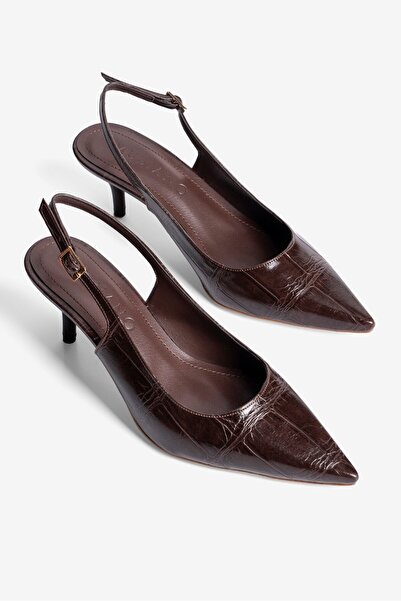 Mubiano Γυναικείο στιλέτο με μυτερή μύτη Crocodile Με σχέδιο Open Back Παπούτ...