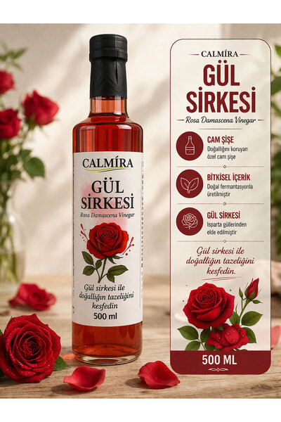 CALMİRA Gül Sirkesi 500ml Doğal Fermantasyon ( Natural Fermentation Rose Vine...