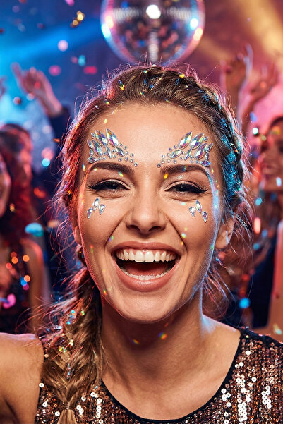 BearPear Hologram Işıltılı Yapışkanlı Yüz Taşı Face Gems Parti Festival Makyaj Aksesuarı