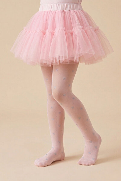 Le Mabelle Κοριτσίστικο μπανάνα καλσόν με ροζ γκλίτερ φιόγκο