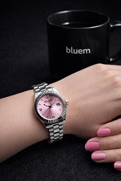 Bluem Axis Series - Pink Dial Steel Case & Strap Women's Wristwatch