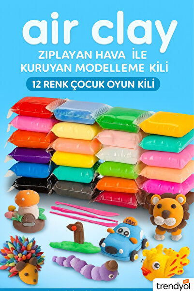 12 colors air dry clay ozankil Yeni Renkleriyle Havayla kuruyan kil oyun hamuru