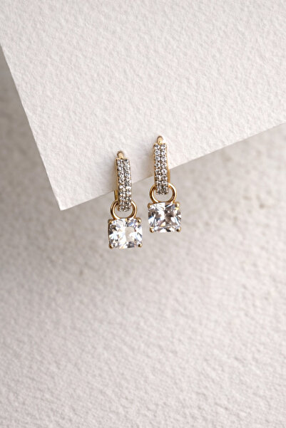 Owentis Çelik Rose Gold Taşlı Işıltılı Zarif Alexa Küpe -kararma yapmaz-