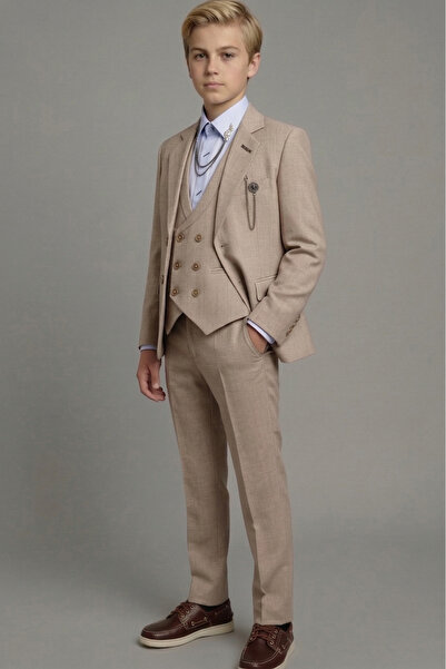 Doctor junior Slim Fit Erkek Çocuk Zincir Detay Takım Elbise / Gömleksiz