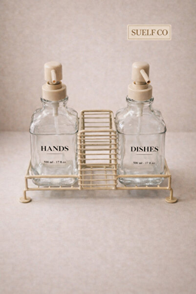 SUELF CO 2'li Standlı Cam Sabunluk (4 Adet Etiket)