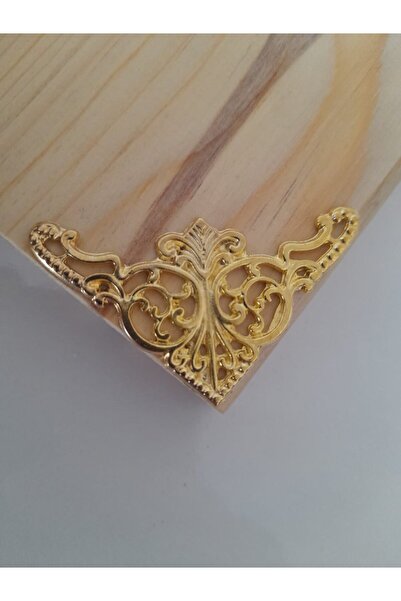 sywoods Büyük boy kutu sandık kapak köşe süsleme takımı çivili 4 adet sarı