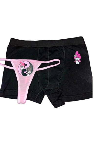 Lolipop Butik Hello Kitty Baskılı Boxer & Tanga Çift Set