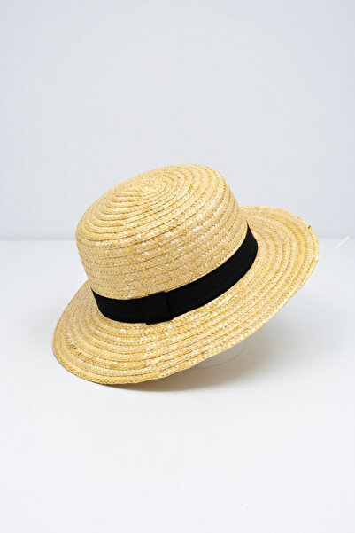 Mollycrush Unisex Μπεζ Ψάθινο Καπέλο Fedora με Μαύρη Διακόσμηση |   Καλοκαιρι...