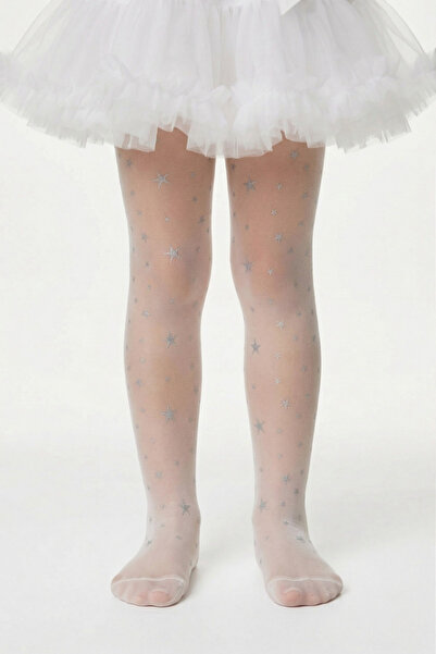 Le Mabelle Μπανάνα καλσόν για κορίτσια Ecru Glitter Starry