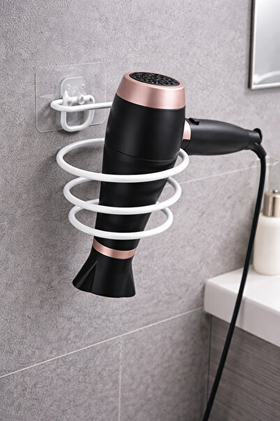 TncPatiShop Λευκή μεταλλική βάση για πιστολάκι μαλλιών |   Αυτοκόλλητος οργαν...